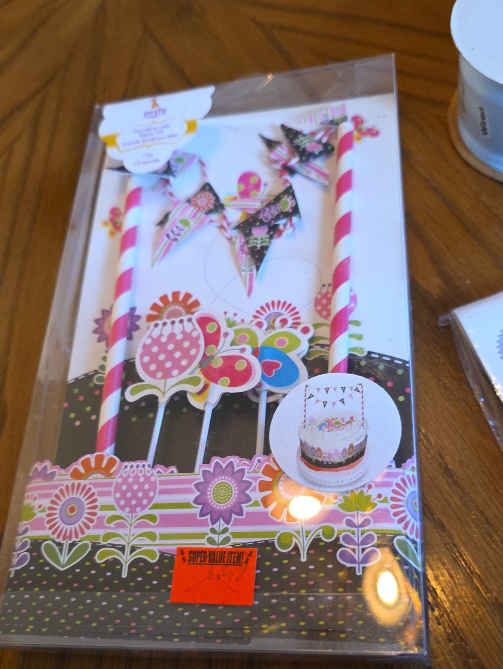 Party Pack With Cake Toppers, Cake Picks And Blue Ribbon Spool